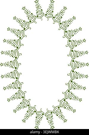 Cadre coloré en pin brillant. Modèle de voeux festif avec des éléments d'arbre de Noël. Conception pour carte de vœux, bannière, médias sociaux Illustration de Vecteur