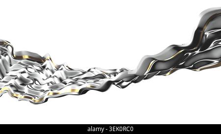 Onde métallique sur le rendu blanc bg 3D. Banque D'Images