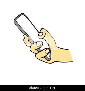 smartphone de main droite avec vecteur d'illustration d'écran blanc isolé sur fond blanc Illustration de Vecteur