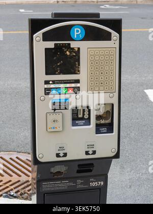 Station de paiement de stationnement à Montréal, Québec, Canada Banque D'Images