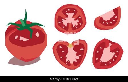 Illustration vectorielle du set de tomates fraîches Illustration de Vecteur