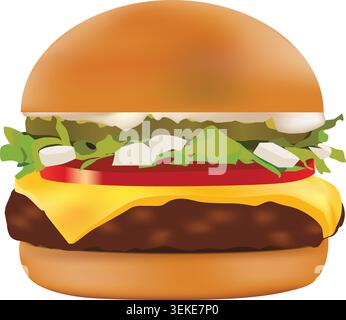 Vecteur réaliste d'illustration de restauration rapide de hamburger Illustration de Vecteur