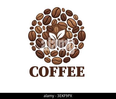 Conception de logo circulaire de grains de café pour Café Restaurant et marque de café Illustration de Vecteur
