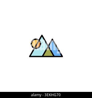 Conception de logo vectoriel d'art de ligne de montagne. Vecteur d'icône de montagne Illustration de Vecteur