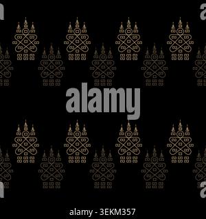 Motif sans couture traditionnel thaïlandais géométrique de luxe avec des accents de ligne dorée Banque D'Images
