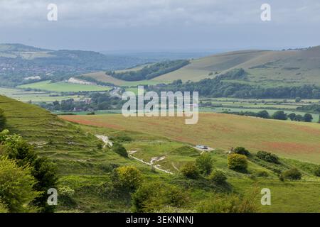 Une vue dans les South Downs dans l'est du Sussex, à Firle Beacon Banque D'Images