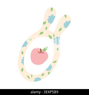 Joli cadre lapin avec pomme. Illustration de Pâques pastel Illustration de Vecteur