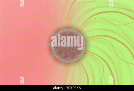 Fond de Mandala floral abstrait avec des ondes rose pastel et vert dégradé Banque D'Images