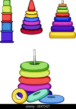 Jouets empilables colorés pour bébés favorisant le développement de l'enfant Illustration de Vecteur