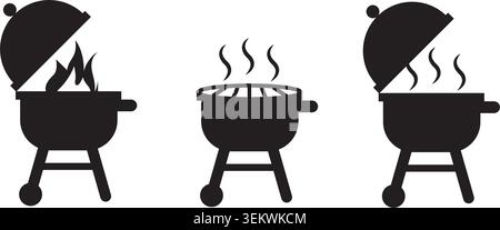 Symbole de feu de pictogramme de vecteur d'icône de barbecue de gril. Barbecue barbecue rôtissoire Party Smoke Cook logo icône. Illustration de Vecteur