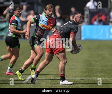 Ben Earl of Saracens lors du Gallagher PREM match entre Saracens et Harlequins au StoneX Stadium le 30 mai 2026 à Barnet, en Angleterre. Photo de GA Banque D'Images