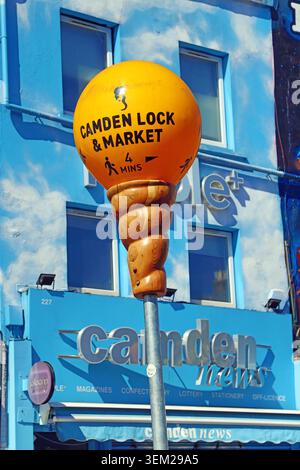 Panneau pour Camden Lock and Market à Camden High Street à Londres, Angleterre Banque D'Images