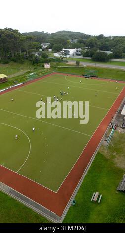 Photographie aérienne d'une séance d'entraînement de hockey sur gazon Astro à kuGompo, Eastern Cape, Afrique du Sud Banque D'Images
