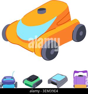 Robots intelligents autonomes nettoyant et entretenant les maisons Illustration de Vecteur