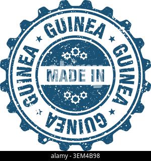 Fabriqué en Guinée timbre. Fabriqué en Guinée bleu grunge timbre rond Illustration de Vecteur