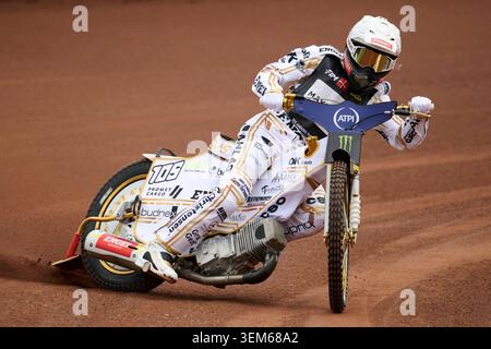 Anders Thomsen du Danemark #105 lors du ATPI FIM Speedway Grand Prix de Grande-Bretagne 2026 Round 3 au National Speedway Stadium de Manchester, Angleterre, Royaume-Uni le 5 juin 2026. (Photo de Andrew SURMA/Sipa USA). Crédit : Sipa USA/Alamy Live News Banque D'Images