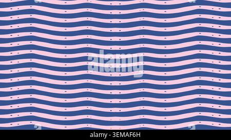 Des lignes ondulées bleu foncé ludiques avec des accents pointillés sur un fond rose pastel créent un motif abstrait dynamique et moderne parfait pour les projets de design tendance, jeune et créatif Banque D'Images