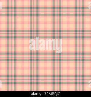 Tartan textile sans couture de coton, motif texturé à carreaux mince. Vecteur de fond de vérification de tissu irlandais dans la palette de couleurs pastel et rouge. Illustration de Vecteur