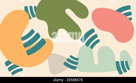 Fond abstrait doux avec des formes pastel fluides dans des tons terreux. Un design calme, moderne et artistique parfait pour l'image de marque, la décoration et les compositions minimales Illustration de Vecteur