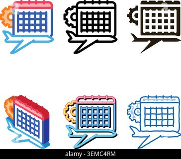 variations du contour du vecteur de l'icône du plan de calendrier Illustration de Vecteur