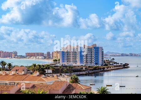 Vue aérienne de la Manga del Mar Menor, région de Murcie, Espagne Banque D'Images