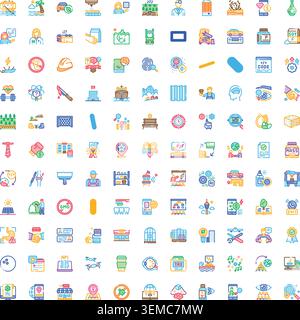 Grande collection d'icônes diverses des affaires et de l'industrie Illustration de Vecteur