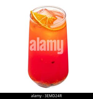 Limonade isolée aux fraises et aux fruits de la passion Banque D'Images