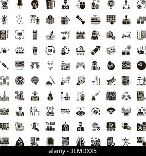 Jeu de pictogrammes universels de glyphes illustrant divers concepts Illustration de Vecteur