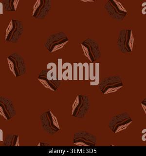 carré de brownie motif illustrant un délicieux dessert au chocolat cuit au four, avec une couleur sombre riche et une texture craquelée, adapté à la confiserie Illustration de Vecteur