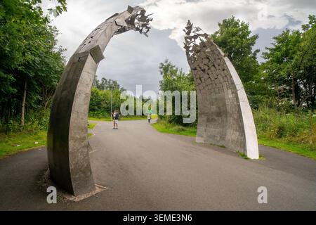 Cuningar Loop à Rutherglen South Lanarkshire près de Glasgow est un parc boisé sur la rivière Clyde, sentiers pédestres plats, Écosse, Royaume-Uni. Banque D'Images