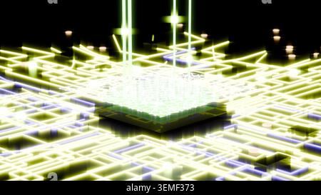 processeur de puce, noyau de gpu, ai ordinateur bg rendu 3D. Banque D'Images
