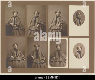 George Sand est assis à Paris, photographié par Nadar. La photographie de presse enregistre le portrait d’atelier de l’auteur français du milieu du XIXe siècle. Banque D'Images