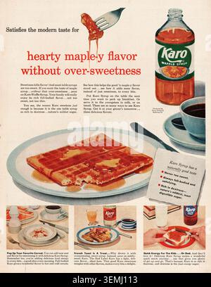 1954 publicité pour le sirop de gaufres Karo dans le magazine américain Banque D'Images