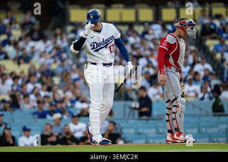 Shohei Ohtani (17 ans), joueur bidirectionnel des Los Angeles Dodgers, lors d'un match de la MLB contre les Los Angeles Angels, vendredi 5 juin 2026, au Dodger Stadium, à Los Angeles, EN CALIFORNIE, les Dodgers ont battu les Angels 1-0. (Jon Endow/image du sport) Banque D'Images