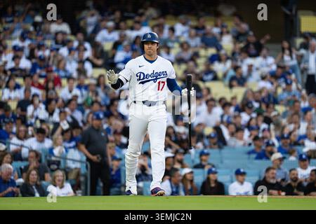 Shohei Ohtani (17 ans), joueur bidirectionnel des Los Angeles Dodgers, lors d'un match de la MLB contre les Los Angeles Angels, vendredi 5 juin 2026, au Dodger Stadium, à Los Angeles, EN CALIFORNIE, les Dodgers ont battu les Angels 1-0. (Jon Endow/image du sport) Banque D'Images