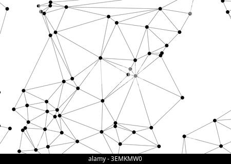 Connexions réseau numériques complexes couvrant un fond blanc et net. les lignes et les points géométriques forment un motif abstrait continu, symbolisant tec Illustration de Vecteur