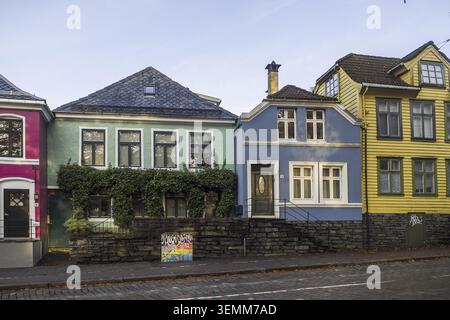 Norvège Bergen, vieilles maisons colorées woden Banque D'Images