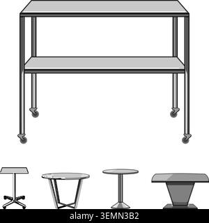Collection de tables en métal dans le style de conception graphique Illustration de Vecteur