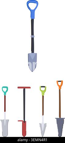 Divers outils de jardin isolés pour la plantation et le creusement Illustration de Vecteur