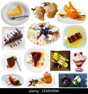 Collection de desserts isolés sur blanc Banque D'Images
