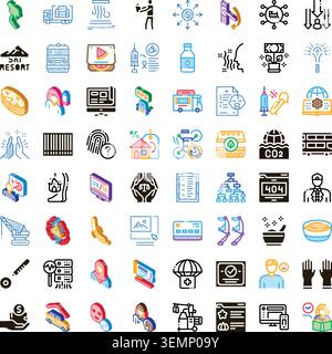Compilation de diverses icônes commerciales, médicales et technologiques Illustration de Vecteur