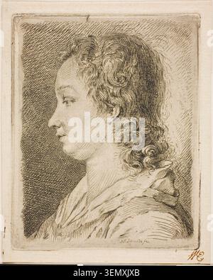Madame Schmidt (la femme de l'artiste) de Georg Friedrich Schmidt, 1753, représentant une femme de profil avec des cheveux frisés élaborés, portant des vêtements drapés Banque D'Images