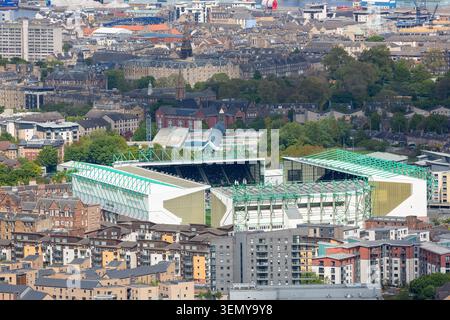 Journée élevée du stade de football « Easter Road » à Leith, à la périphérie d'Édimbourg. Stade de l'Hibernian FC, l'équipe écossaise de première ligue Banque D'Images
