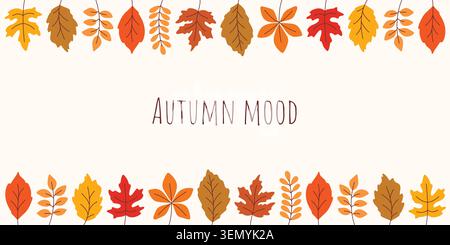 Humeur d'automne - modèle horizontal avec des feuilles colorées Illustration de Vecteur