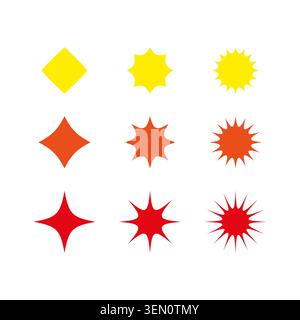 Vecteur de collection de formes éclatantes et éclatantes. Parfait pour créer des autocollants de vente de badges promotionnels et des accents de design graphique. SPE 10. Illustration de Vecteur