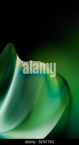 Motif ondulé abstrait vert et noir avec dégradé lisse et formes fluides. Banque D'Images