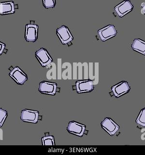 motif sans couture voyage soft shell valise dessin animé. roues légères durables et extensibles, vecteur de signe de valise souple de voyage à fermeture éclair spinner Illustration de Vecteur