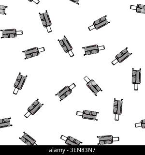 dessin animé de valise souple extensible à motif. spinner de roues, poignée de fermeture à glissière, vecteur de signe de valise souple extensible de stockage de tissu Illustration de Vecteur