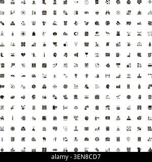 Collection d'icônes de glyphes noirs minimaux illustrant des concepts d'affaires, de finance, de santé, de technologie, de style de vie, et l'éducation, adapté pour w Illustration de Vecteur