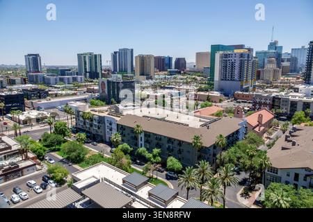Phoenix Arizona, Portland sur le parc, skyline du centre-ville de Phoenix, vue aérienne, Central Arts District, immeubles de grande hauteur, tours de bureaux, tours résidentielles, c Banque D'Images